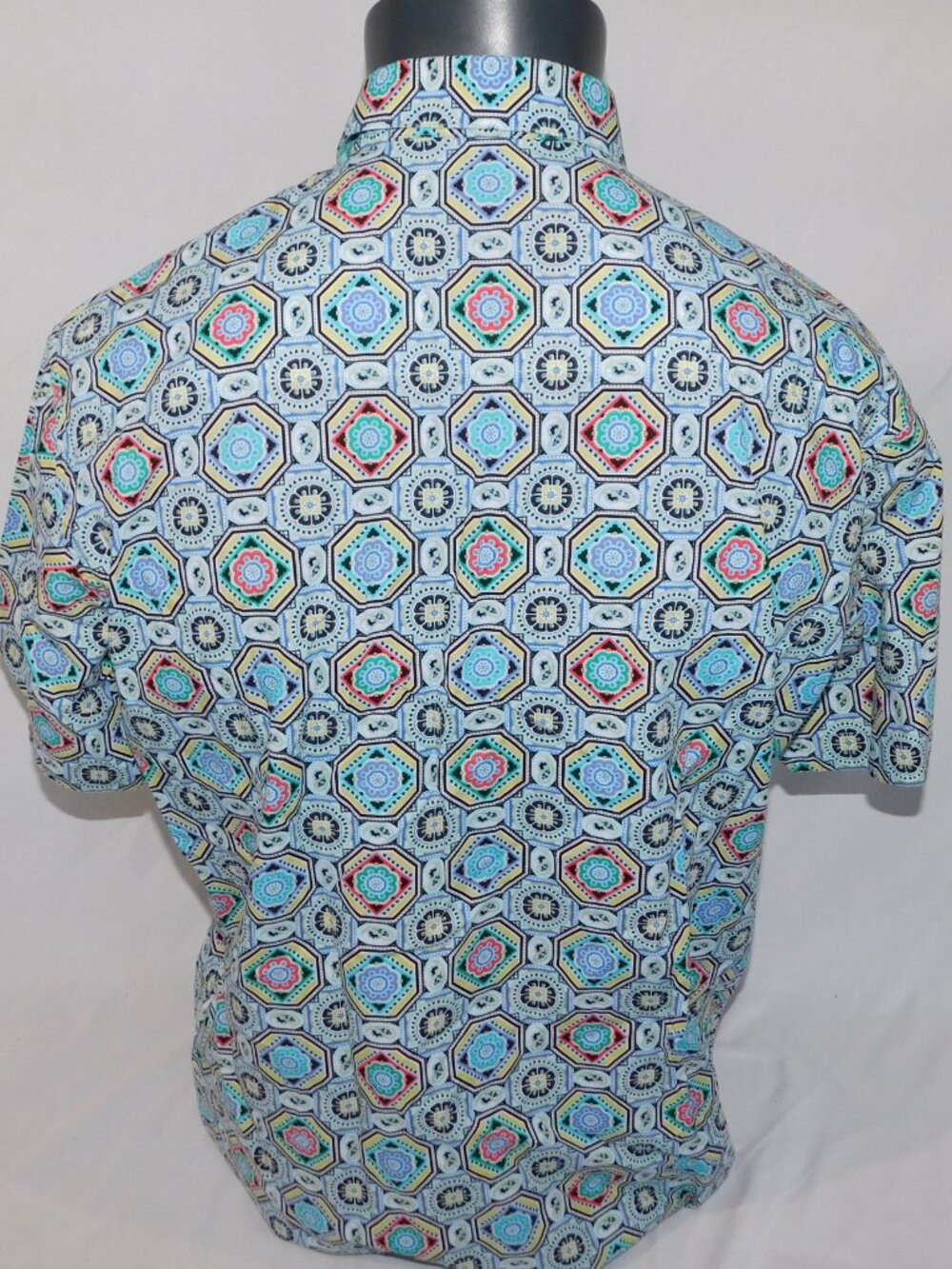 Robert Graham Inward Multicolor Geometric Short Sleeve Shirt Button Mens L - Picture 11 of 12